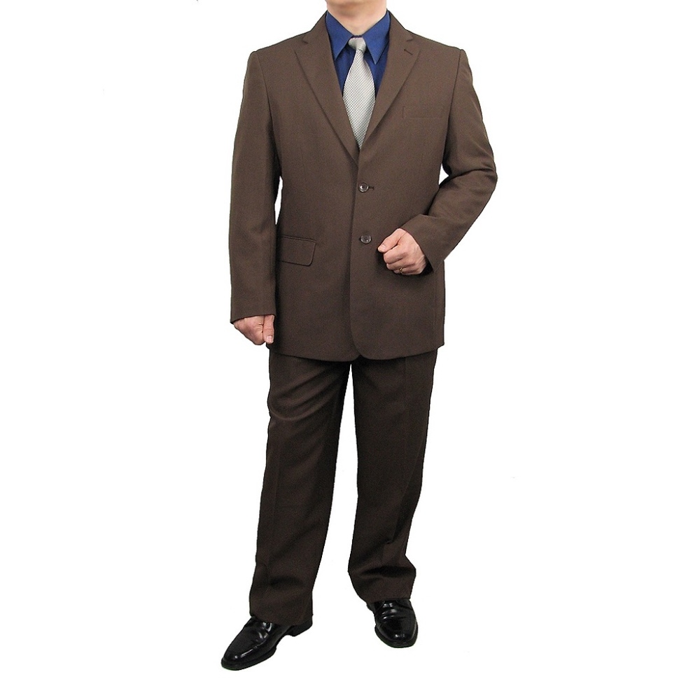 2pc. Men's Regular Fit Single Breasted Suit-Brown